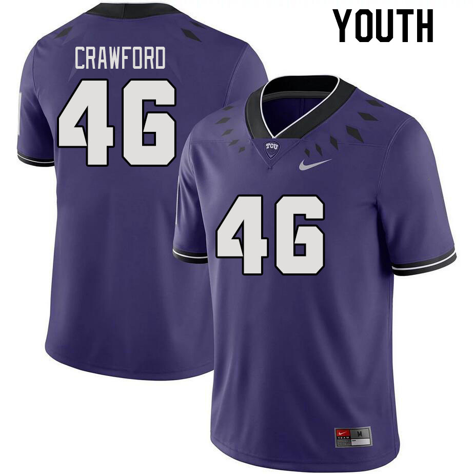 Youth #46 Daveion Crawford TCU Horned Frogs 2023 College Footbal Jerseys Stitched-Purple